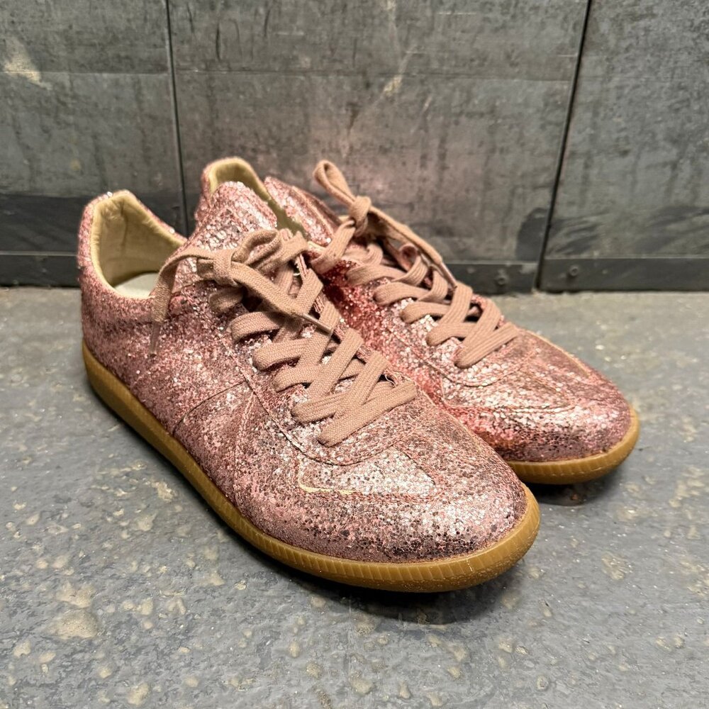 MAISON MARTIN MARGIELA GAT Pink Glitter Low Top Sneakers Shoes Sz IT 36.5 US 6.5